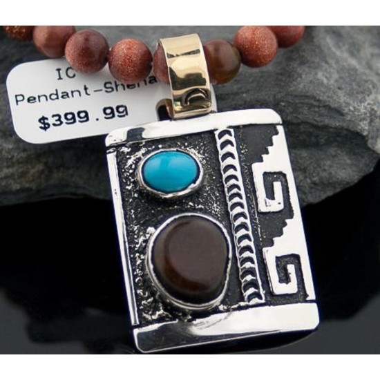 Handmade Certified Authentic Navajo .925 Sterling Silver 12kt Gold Filled Natural Turquoise Native American Necklace 370808784595