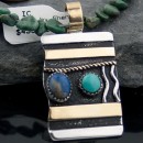 Handmade Certified Authentic Navajo .925 Sterling Silver 12kt Gold Filled Turquoise and LAPIS Native American Necklace 370795908964