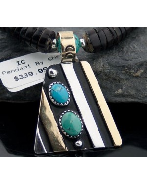 Handmade Certified Authentic Navajo .925 Sterling Silver 12kt Gold Filled Turquoise Native American Necklace 390586628627