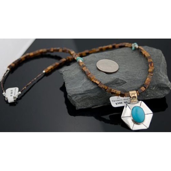 Handmade Certified Authentic Navajo .925 Sterling Silver 12kt Gold Filled Turquoise Native American Necklace 390595343521