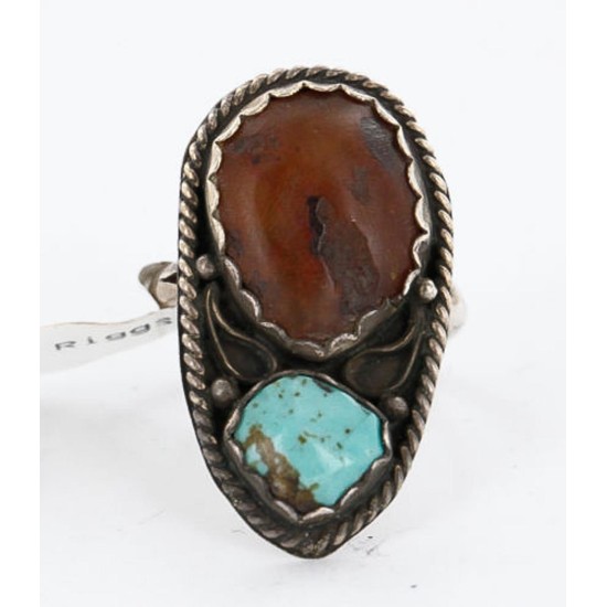 Handmade Certified Authentic Navajo .925 Sterling Silver AGATE Turquoise Native American Ring  371017410433