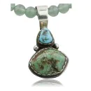 Authentic Navajo Native American Ajax, Turquoise and Jade Sterling Silver Necklace