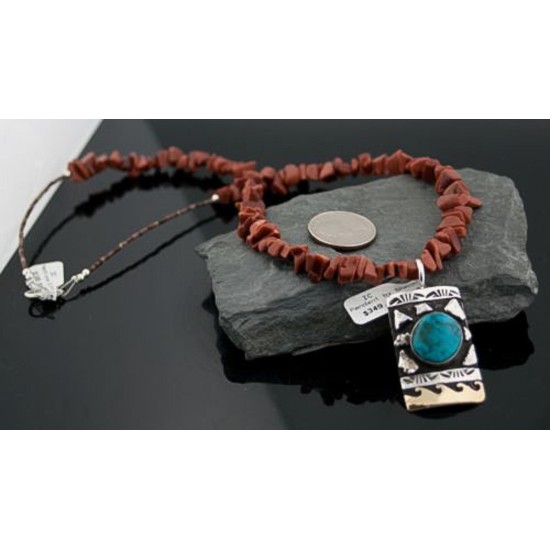 Handmade Certified Authentic Navajo .925 Sterling Silver and 12kt Gold Filled Turquoise Native American Necklace 390574096617