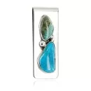Handmade Navajo .925 Sterling Silver and Nickel Turquoise Native American Money Clip 11244-9