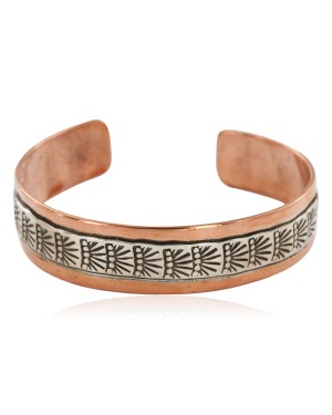 Handmade Certified Authentic Navajo .925 Sterling Silver and Pure Copper Native American Bracelet 12703-10