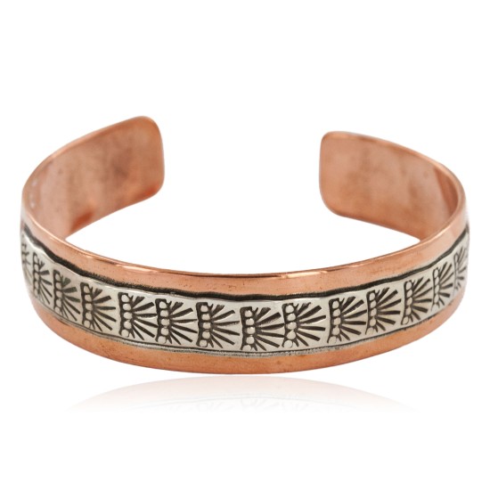 Handmade Certified Authentic Navajo .925 Sterling Silver and Pure Copper Native American Bracelet 12703-10