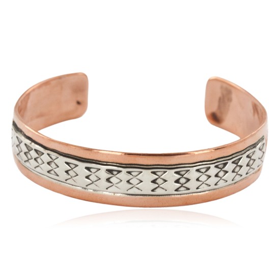 Handmade Certified Authentic Navajo .925 Sterling Silver and Pure Copper Native American Bracelet 12703-181