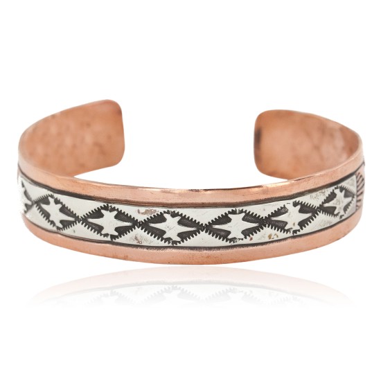 Handmade Certified Authentic Navajo .925 Sterling Silver and Pure Copper Native American Bracelet 12809-7