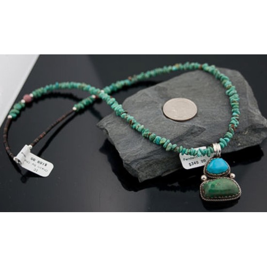 Handmade Certified Authentic Navajo .925 Sterling Silver and Turquoise Native American Necklace 370876835755