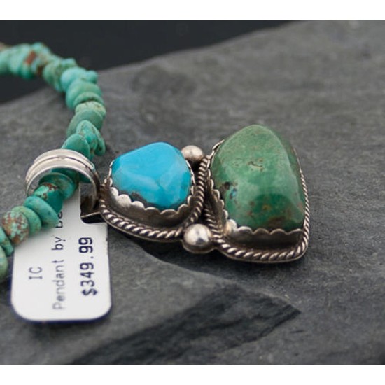 Handmade Certified Authentic Navajo .925 Sterling Silver and Turquoise Native American Necklace 370876835755