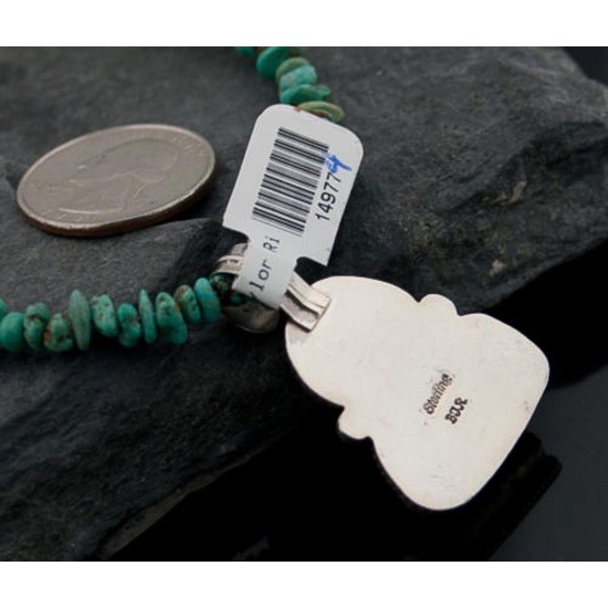 Handmade Certified Authentic Navajo .925 Sterling Silver and Turquoise Native American Necklace 370876835755