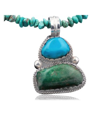Handmade Certified Authentic Navajo .925 Sterling Silver and Turquoise Native American Necklace 370876835755