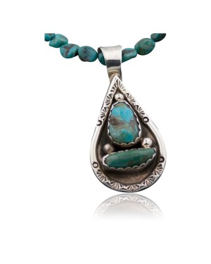 Handmade Certified Authentic Navajo .925 Sterling Silver and Turquoise Native American Necklace 370877861596