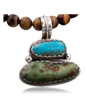 Handmade Certified Authentic Navajo .925 Sterling Silver and Turquoise Native American Necklace 370884683377