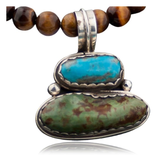 Handmade Certified Authentic Navajo .925 Sterling Silver and Turquoise Native American Necklace 370884683377