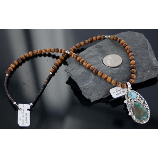 Handmade Certified Authentic Navajo .925 Sterling Silver and Turquoise Native American Necklace 370895663862