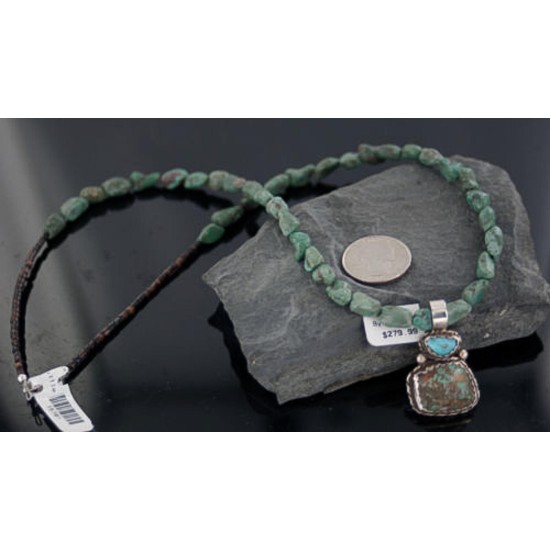 Handmade Certified Authentic Navajo .925 Sterling Silver and Turquoise Native American Necklace 370897385421