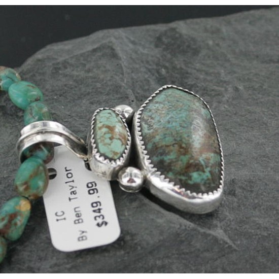 Handmade Certified Authentic Navajo .925 Sterling Silver and Turquoise Native American Necklace 370907908863
