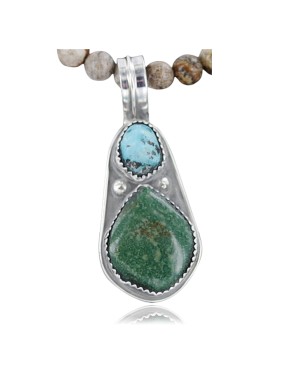 Handmade Certified Authentic Navajo .925 Sterling Silver and Turquoise Native American Necklace 370908653259