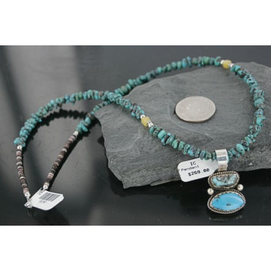 Handmade Certified Authentic Navajo .925 Sterling Silver and Turquoise Native American Necklace 370964181461