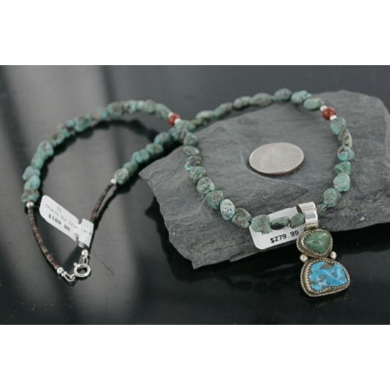 Handmade Certified Authentic Navajo .925 Sterling Silver and Turquoise Native American Necklace 370964627960
