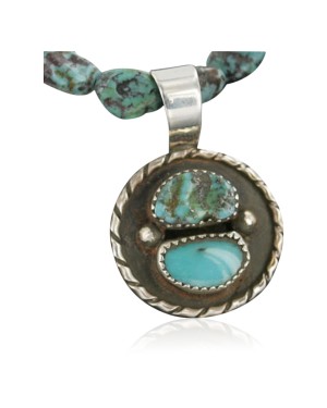Handmade Certified Authentic Navajo .925 Sterling Silver and Turquoise Native American Necklace 370976661757