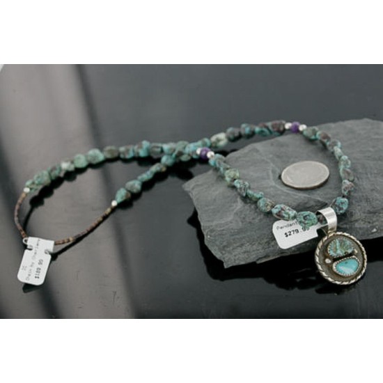 Handmade Certified Authentic Navajo .925 Sterling Silver and Turquoise Native American Necklace 370976661757