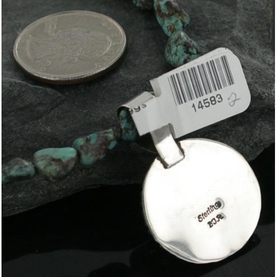 Handmade Certified Authentic Navajo .925 Sterling Silver and Turquoise Native American Necklace 370976661757
