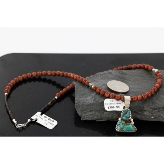Handmade Certified Authentic Navajo .925 Sterling Silver and Turquoise Native American Necklace 370989080807