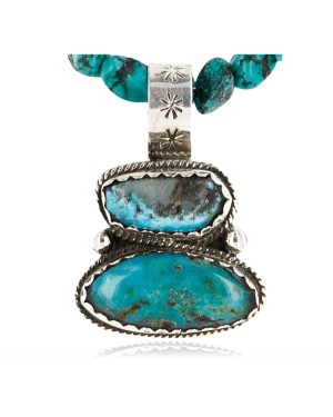 Handmade Certified Authentic Navajo .925 Sterling Silver and Turquoise Native American Necklace 371002915601