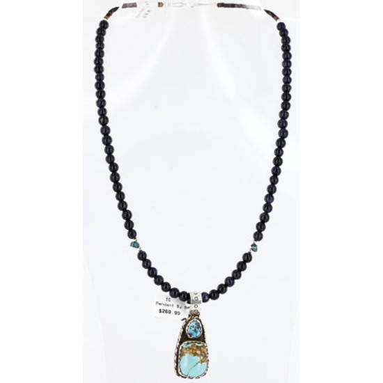 Handmade Certified Authentic Navajo .925 Sterling Silver and Turquoise Native American Necklace 371006022155