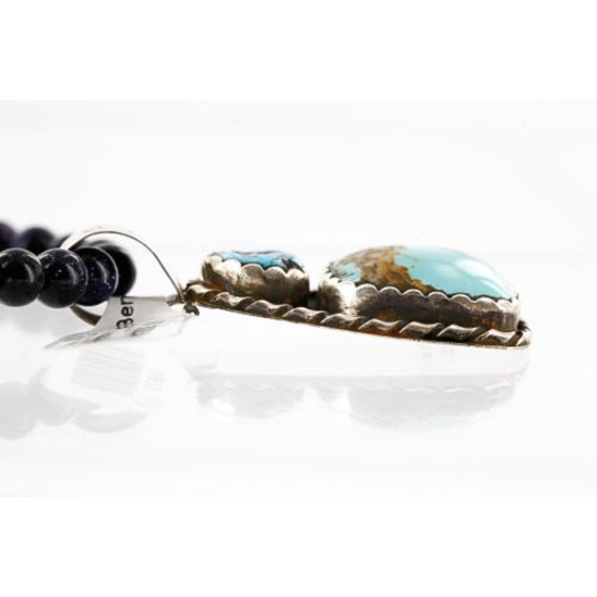 Handmade Certified Authentic Navajo .925 Sterling Silver and Turquoise Native American Necklace 371006022155