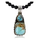 Handmade Navajo .925 Sterling Silver and Turquoise Native American Necklace 371006022155