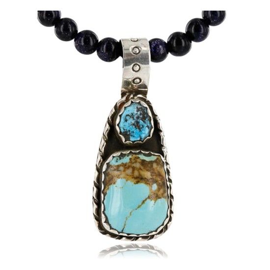 Handmade Certified Authentic Navajo .925 Sterling Silver and Turquoise Native American Necklace 371006022155