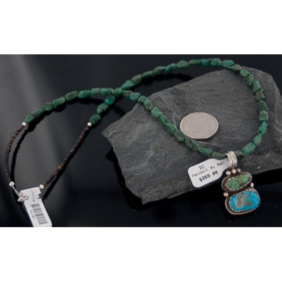 Handmade Certified Authentic Navajo .925 Sterling Silver and Turquoise Native American Necklace 390654095590