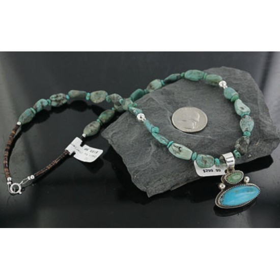 Handmade Certified Authentic Navajo .925 Sterling Silver and Turquoise Native American Necklace 390668307471