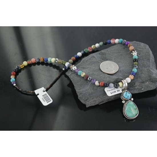 Handmade Certified Authentic Navajo .925 Sterling Silver and Turquoise Native American Necklace 390669814028