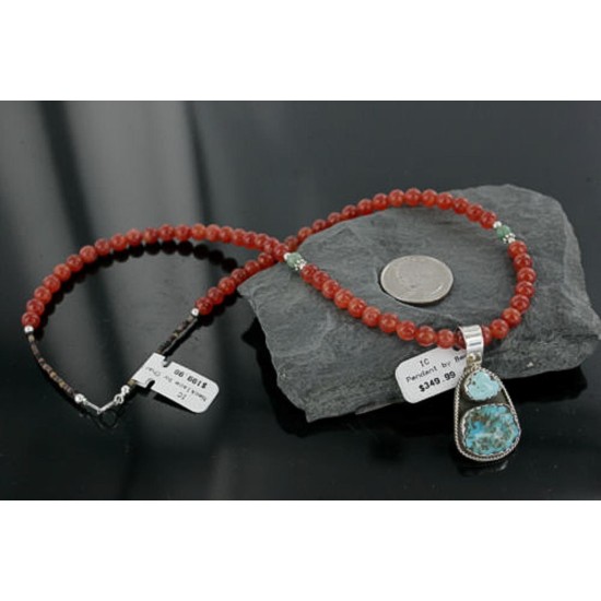 Handmade Certified Authentic Navajo .925 Sterling Silver and Turquoise Native American Necklace 390681054398