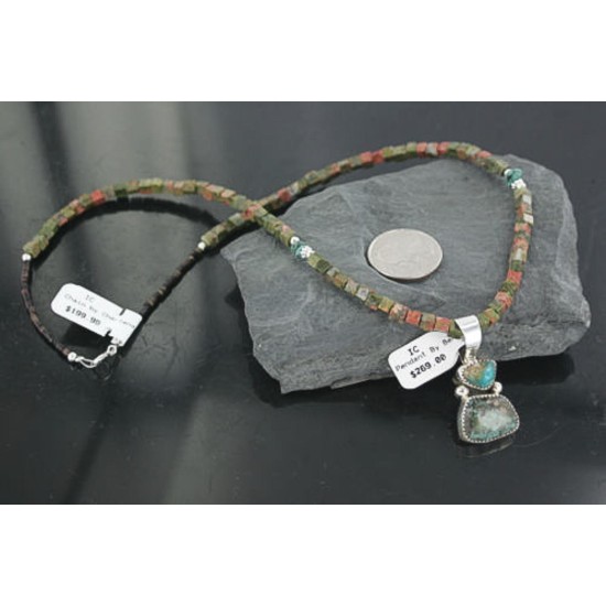 Handmade Certified Authentic Navajo .925 Sterling Silver and Turquoise Native American Necklace 390682093129