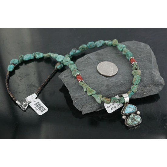 Handmade Certified Authentic Navajo .925 Sterling Silver and Turquoise Native American Necklace 390683040492