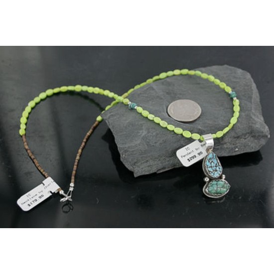 Handmade Certified Authentic Navajo .925 Sterling Silver and Turquoise Native American Necklace 390689839499