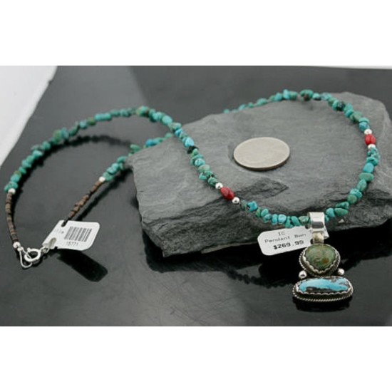 Handmade Certified Authentic Navajo .925 Sterling Silver and Turquoise Native American Necklace 390735954626