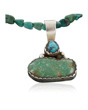 Handmade Certified Authentic Navajo .925 Sterling Silver and Turquoise Native American Necklace 390738121749