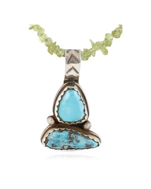 Handmade Certified Authentic Navajo .925 Sterling Silver and Turquoise Native American Necklace 390794111334