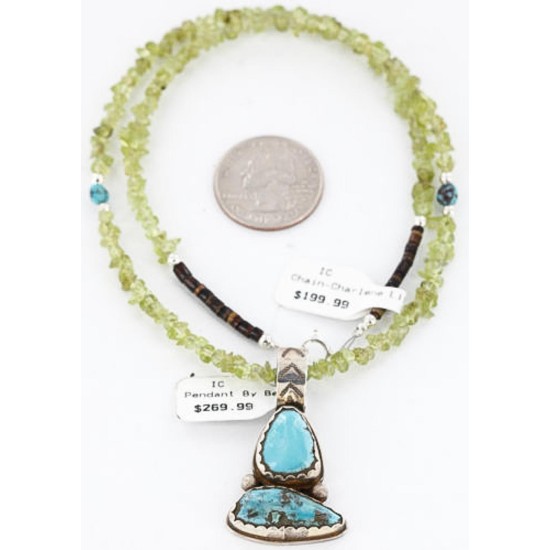 Handmade Certified Authentic Navajo .925 Sterling Silver and Turquoise Native American Necklace 390794111334