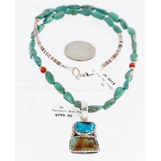 Handmade Certified Authentic Navajo .925 Sterling Silver and Turquoise Native American Necklace 390858793222