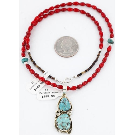 Handmade Certified Authentic Navajo .925 Sterling Silver and Turquoise Native American Necklace & Pendant 371026813804