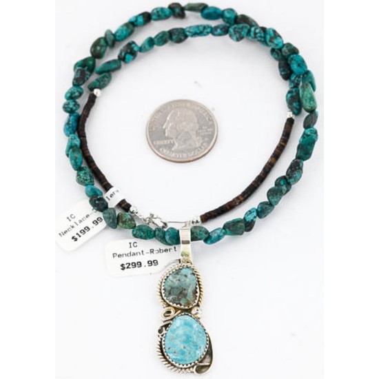Handmade Certified Authentic Navajo .925 Sterling Silver and Turquoise Native American Necklace & Pendant 371026839851