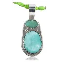 Handmade Navajo .925 Sterling Silver andONE Mountain Turquoise Native American Necklace 370929254919