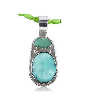 Handmade Certified Authentic Navajo .925 Sterling Silver andONE Mountain Turquoise Native American Necklace 370929254919